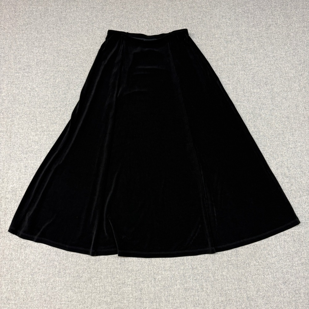 Chico's Travelers Maxi Skirt Size 2 Black A-Line Elastic Waist Stretch Travel